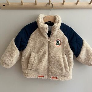 ZARA | Kids Beige and Navy Fleece Jacket | 12-18 Mo
